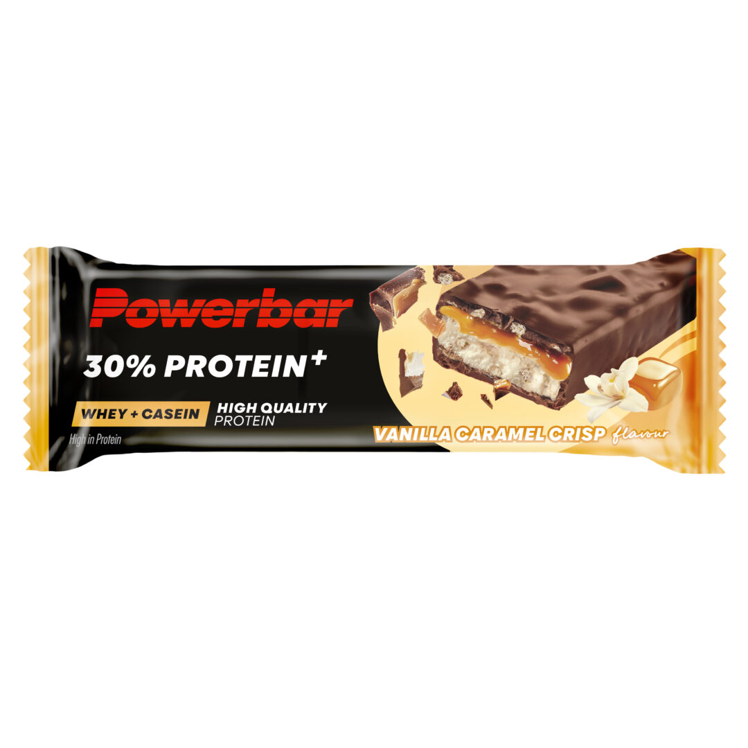 Powerbar - 30% Protein Plus Riegel - Vanille-Karamell-Knusper - Ausdauersport - Sport Ausdauer