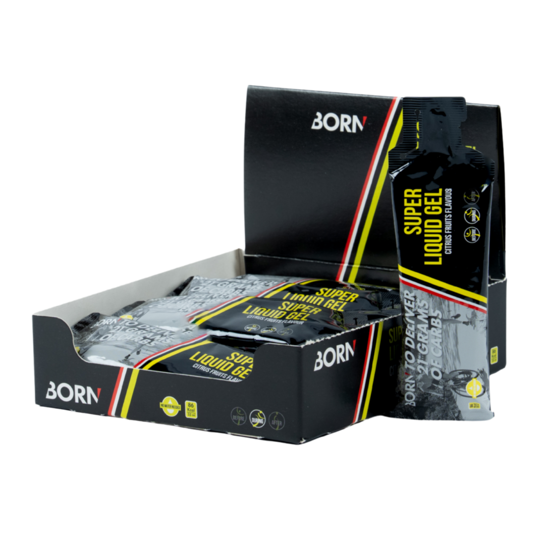 Born – Super Liquid Gel – Zitrus – Display – Ausdauersport