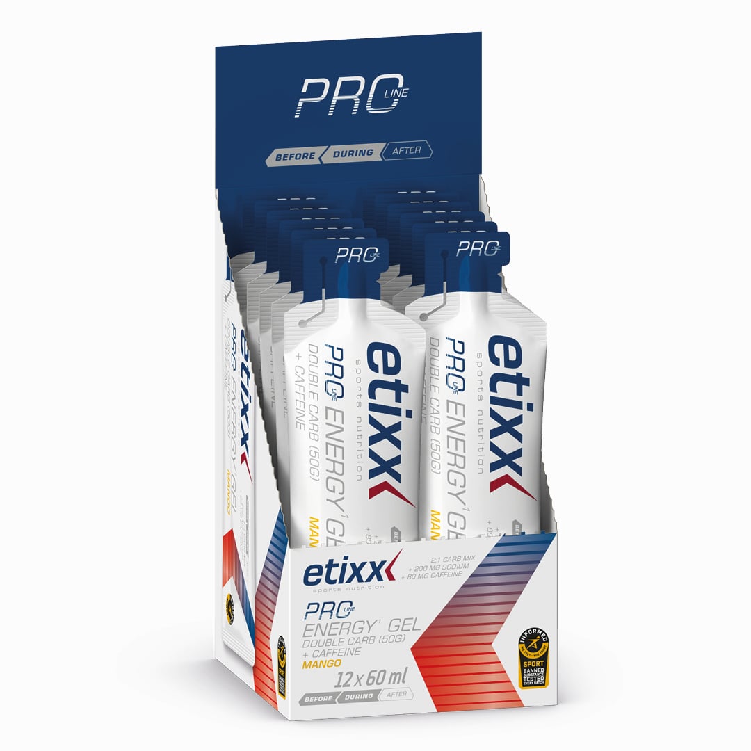 Etixx - Pro Energy Gel Double Carb + Koffein 12 Stück (Display) - Mango - Ausdauersport - Sport Ausdauer