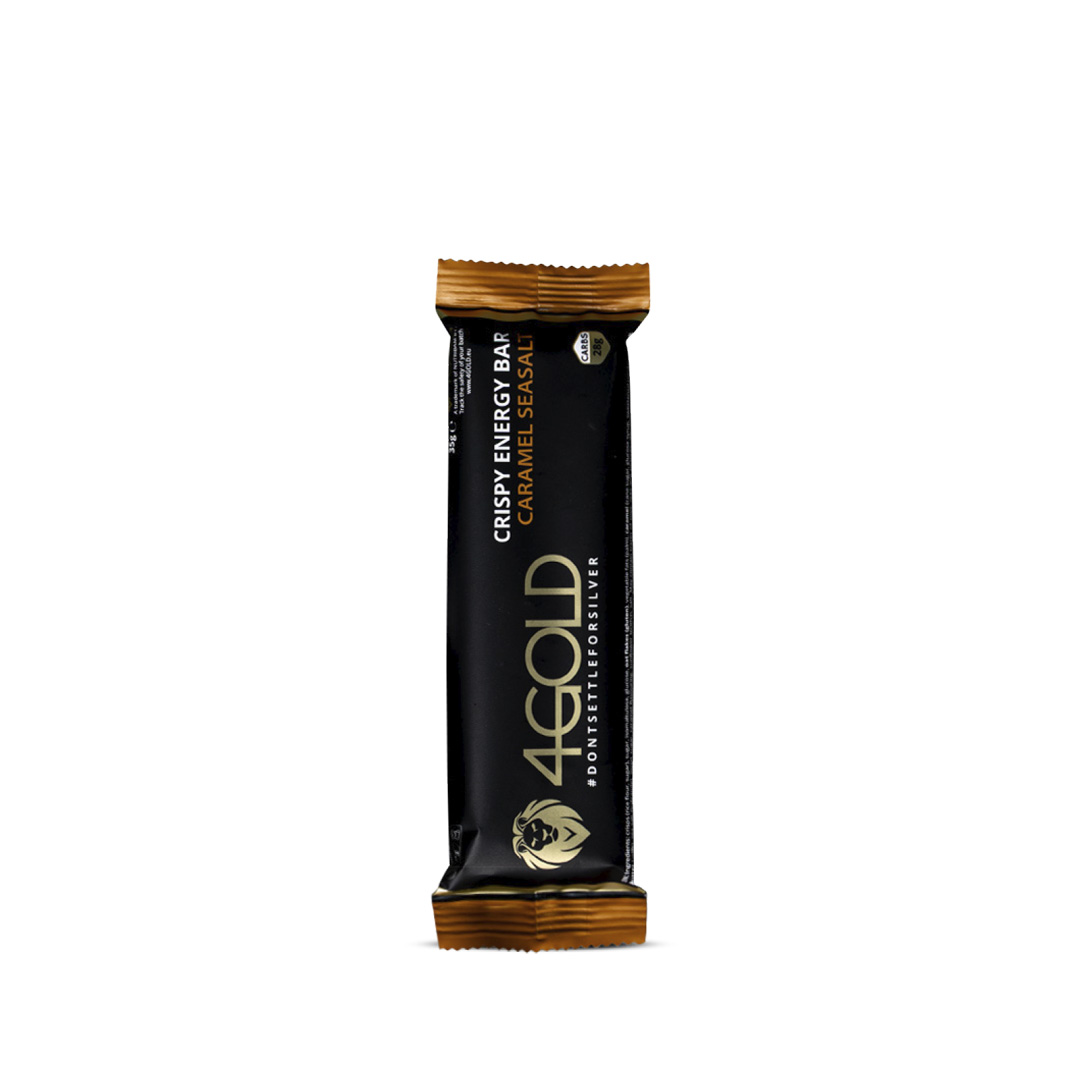 4Gold - Knuspriger Energieriegel 35 gr - Karamell Meersalz - Ausdauersport - Ausdauersport